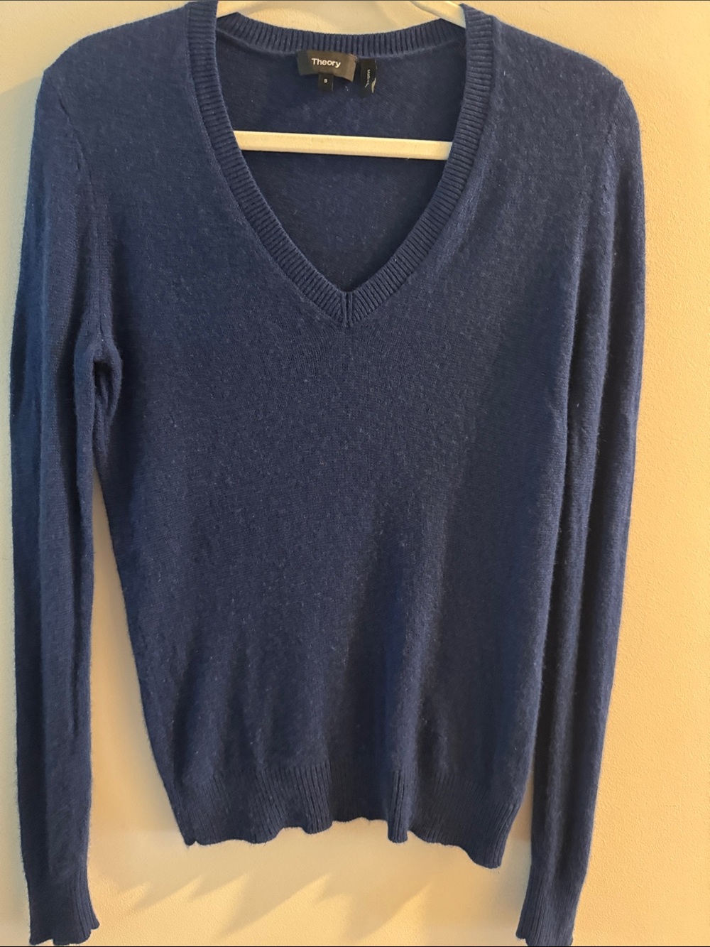 Theory Royal Blue V-Neck Cashmere Sweater